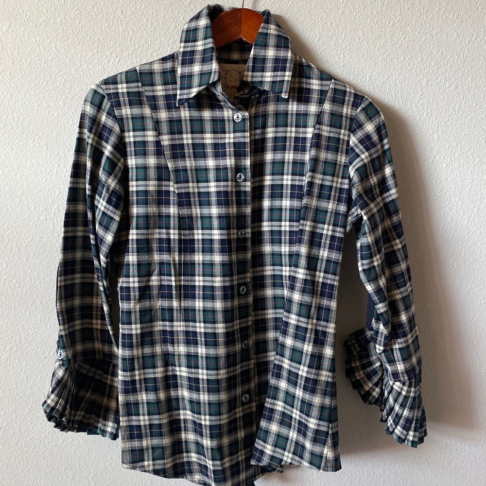 Fine Garments by Bell Ruffle Plaid Top Sz 4